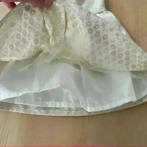 NWOT Carter’s Baby Girl Fancy Formal Dress Ivory Gold Floral 9 Months - Picture 5 of 8